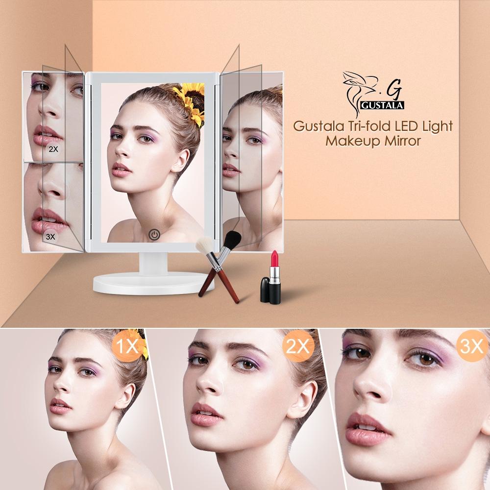 Изображение товара: Светодиодсветильник для макияжа, тройное косметическое зеркало для макияжа, увеличительное зеркало