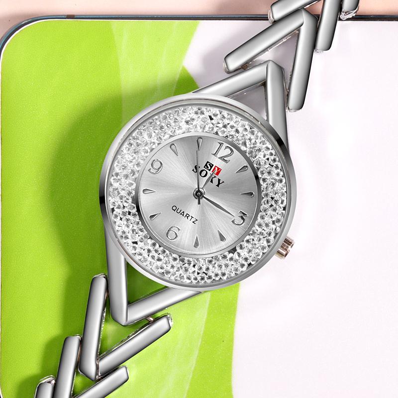 Изображение товара: Часы наручные женские аналоговые кварцевые, брендовые модные простые, со стразами
