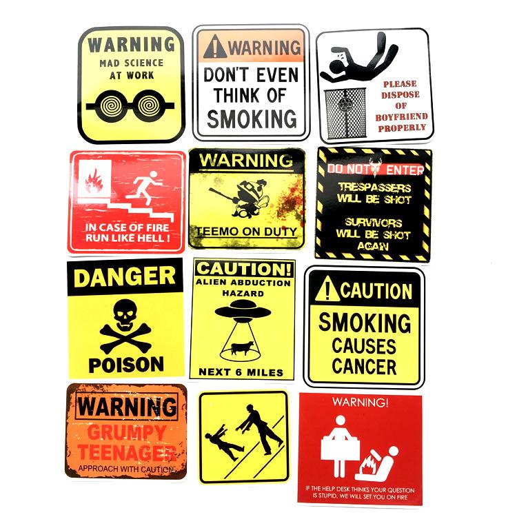 Изображение товара: 50 шт. Предупреждение ющие наклейки, предупреждающие знаки опасности, запрещающие наклейки, водонепроницаемые наклейки для ноутбука, телефона, мотоцикла, скейтборда, багажа, автомобиля, стайлинга велосипеда