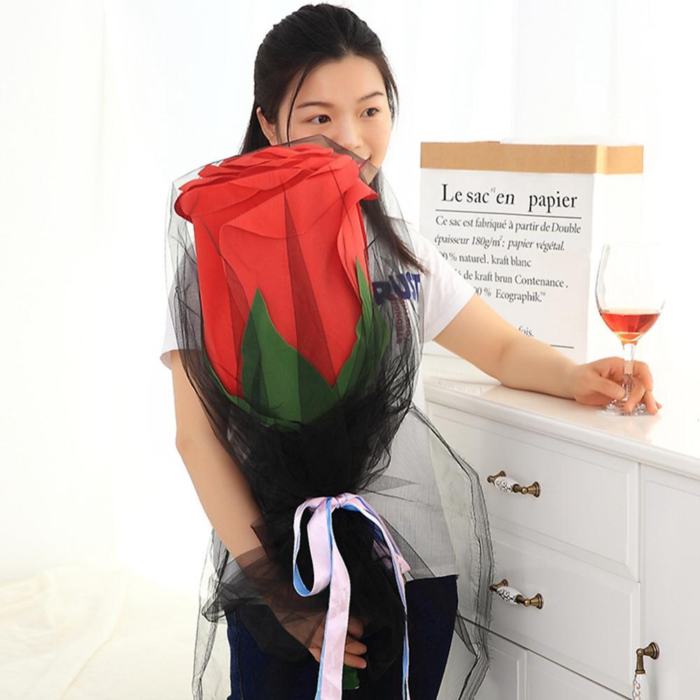 Изображение товара: 70 см имитация розы плюшевая подушка мягкий реалистичный цветок искусственная кукла милая Подушка Диван Декор для девочек День святого Валентина подарки