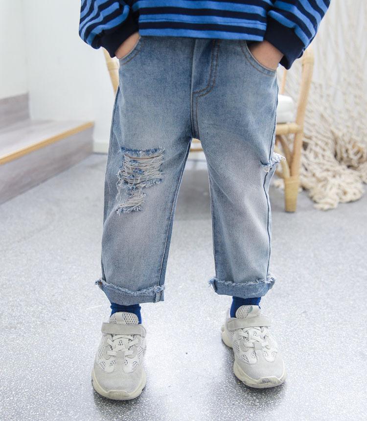 Изображение товара: Детские джинсовые брюки, модные детские рваные джинсы с дырками для маленьких мальчиков и девочек, детские брюки, детские ковбойские брюки