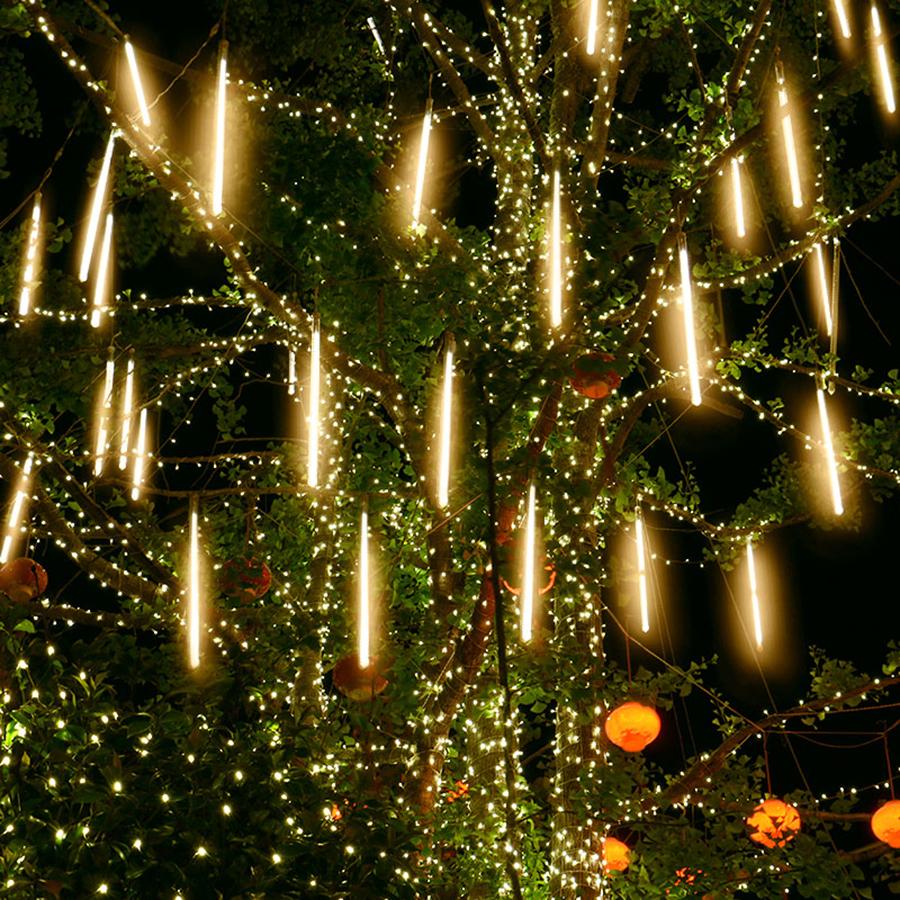 Изображение товара: Уличная Гирлянда-занавеска Thrisdar, 50 см, гирлянда-сосулька, 8 шт., гирлянда-трубка «метеоритный дождь», сказосветильник светильник для свадьбы, рождественской елки