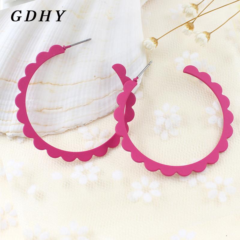 Изображение товара: Модные большие круглые серьги-кольца GDHY в стиле бохо, 6 видов цветов, круглые серьги-петли для женщин, ювелирные изделия, женские серьги