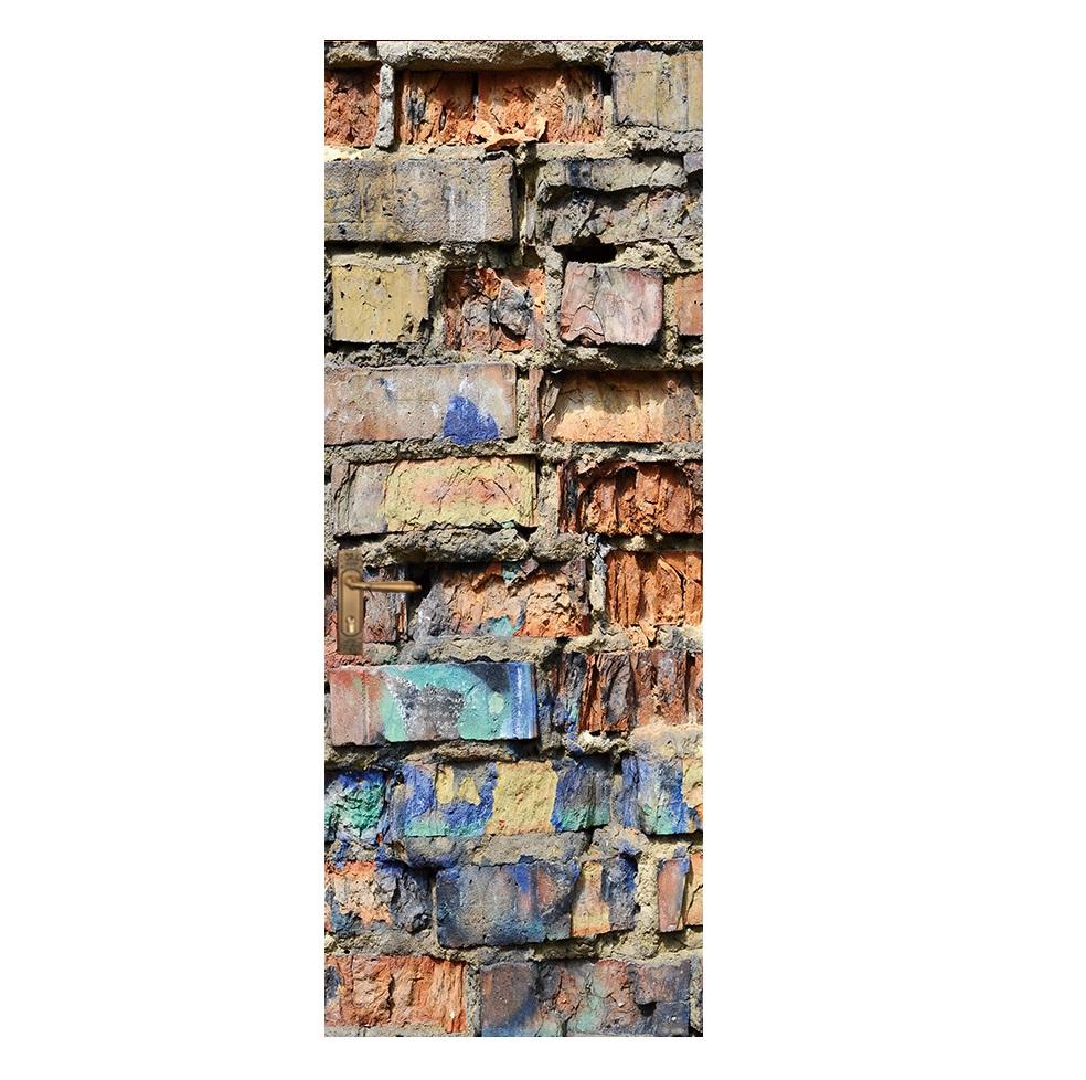 Изображение товара: Винтажные кирпичные стены ретро дверные фрески настенные наклейки дверные наклейки Настенные обои