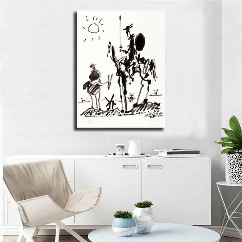 Изображение товара: Картина на холсте докиксот Пабло Пикассо, минималистичное настенное искусство, плакат на холсте, печать, декоративная картина для спальни, домашний декор