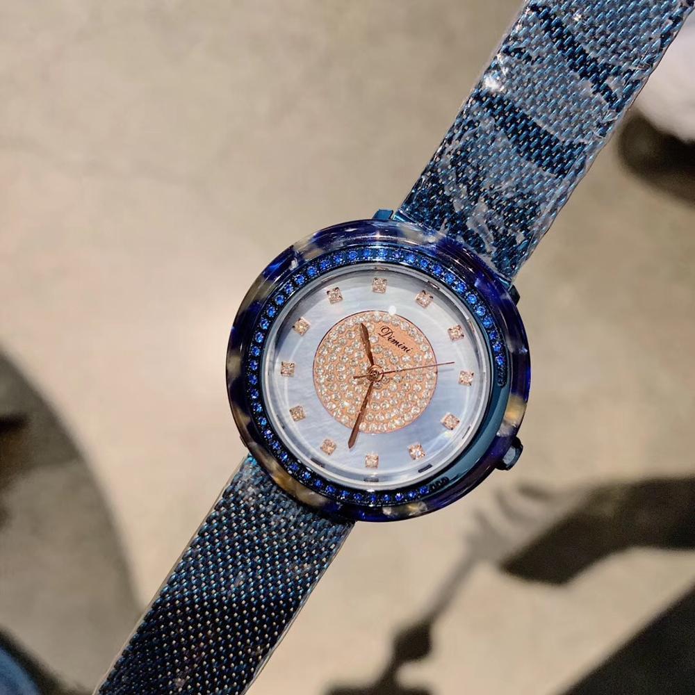 Изображение товара: Женские наручные часы с кристаллами, водонепроницаемые кварцевые часы с браслетом из нержавеющей стали
