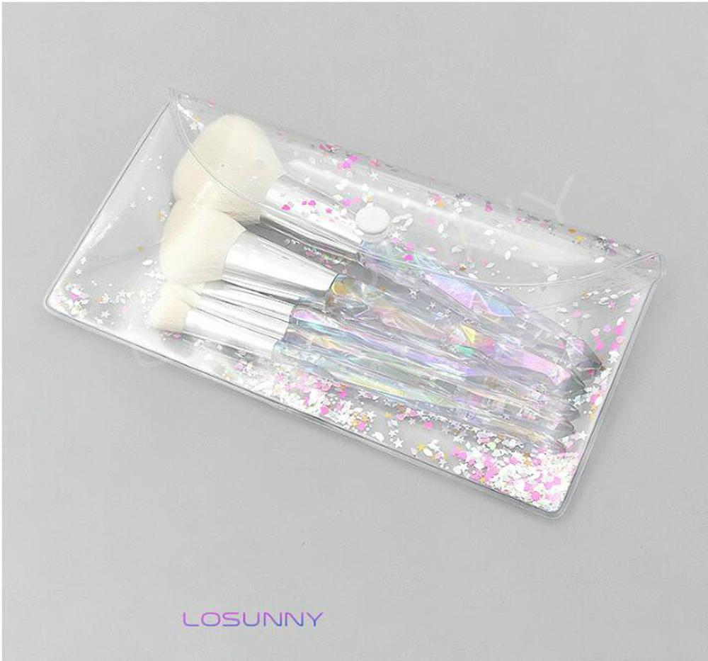 Изображение товара: Набор кистей для макияжа LOSUNNY с прозрачной кристаллической ручкой, 5 шт.