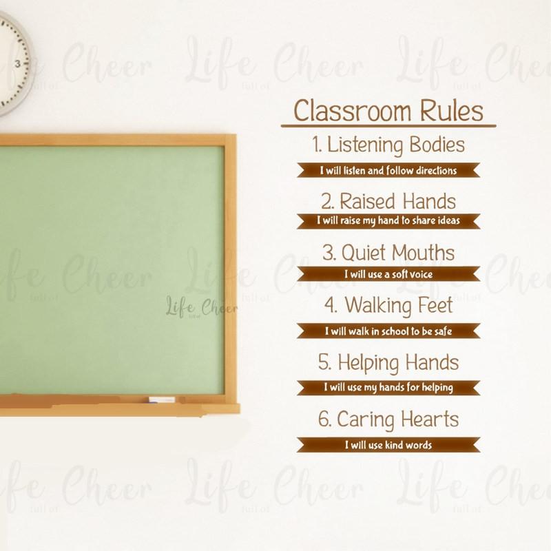 Изображение товара: Школьные Виниловые Настенные Стикеры для студентов Clarssroom Rules, настенные Стикеры для учебы и регулирования нормы, классные Виниловые фрески AC256