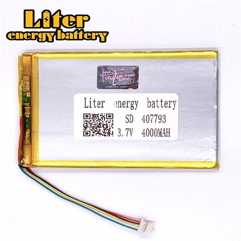 Изображение товара: 1,0 мм 5pin разъем 3,7 в 407793 4000 мАч планшетный ПК батарея литий-полимерная литий-ионная аккумуляторная батарея lipo батарея