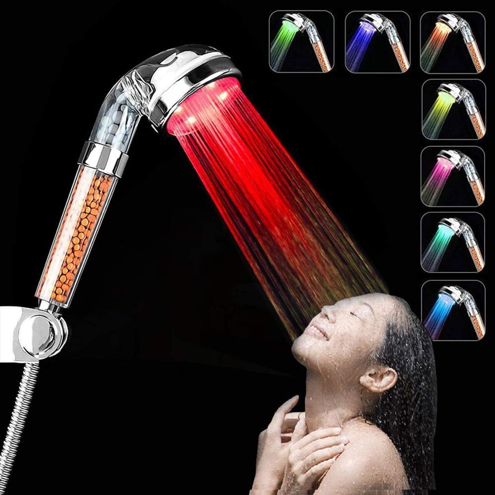 Изображение товара: Zloog светодиодный 7 цветные огни изменение насадки для душа без батареи автоматический ионный фильтр камень ливневая насадка для душа и ванной