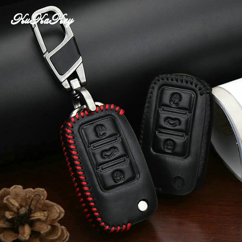 Изображение товара: Кожаный чехол для автомобильного ключа с кольцом для ключей для Volkswagen VW Golf Passat Polo аксессуары для интерьера автомобиля