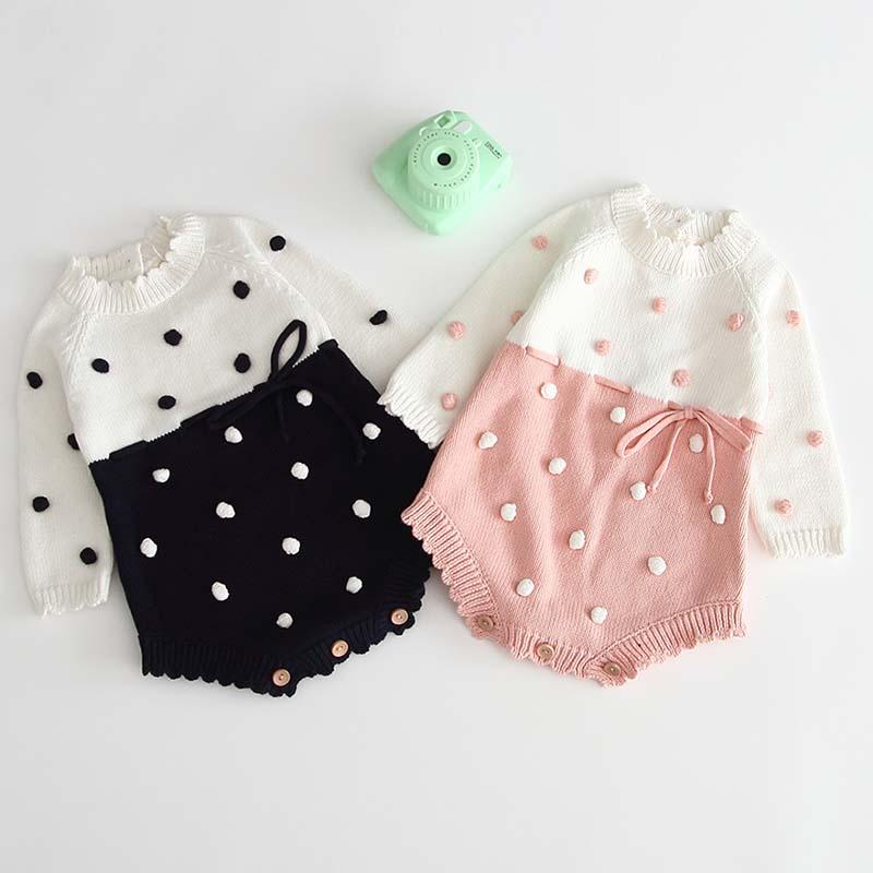 Изображение товара: Детская трикотажная одежда детские комбинезоны для маленьких девочек ручной работы с пузырчатыми шариками, вязаные Осенние Комбинезоны для младенцев, детская одежда