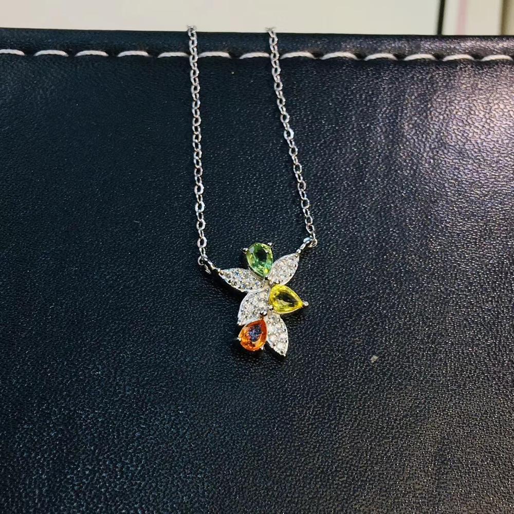 Изображение товара: Ожерелье из серебра 925 пробы с натуральным разноцветным драгоценным камнем