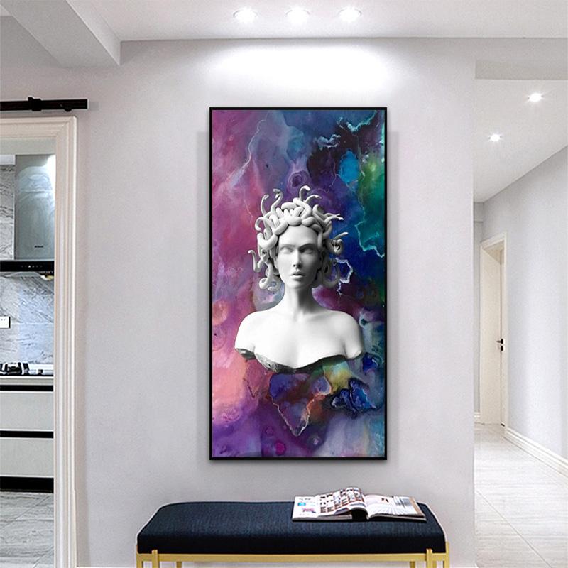 Изображение товара: Вапорволновая скульптура Медузы художественная картина холст фиолетовый постеры и принты на стене художественная картина для гостиной домашний декор