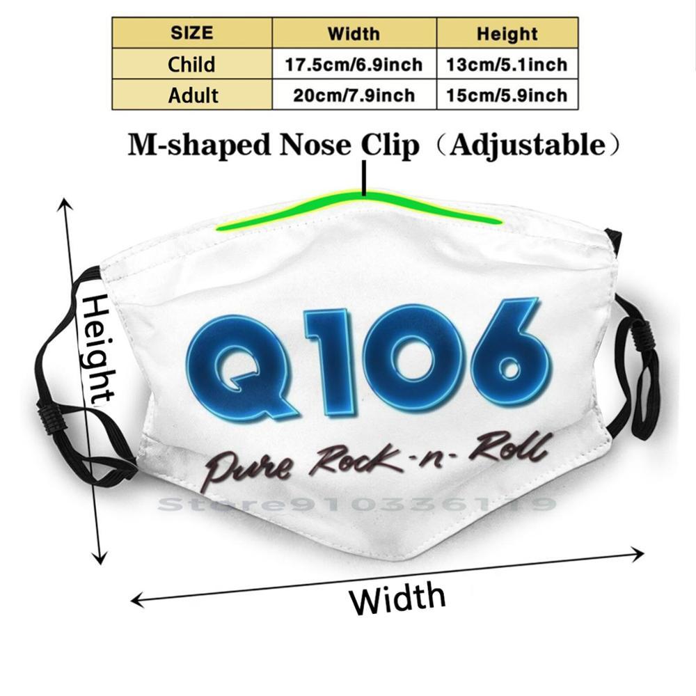 Изображение товара: Радио Q106 дизайн Пылезащитный фильтр смываемая маска для лица дети радио Fm станция Fm витрина 80S логотип 80S радио 80S Металл 80S