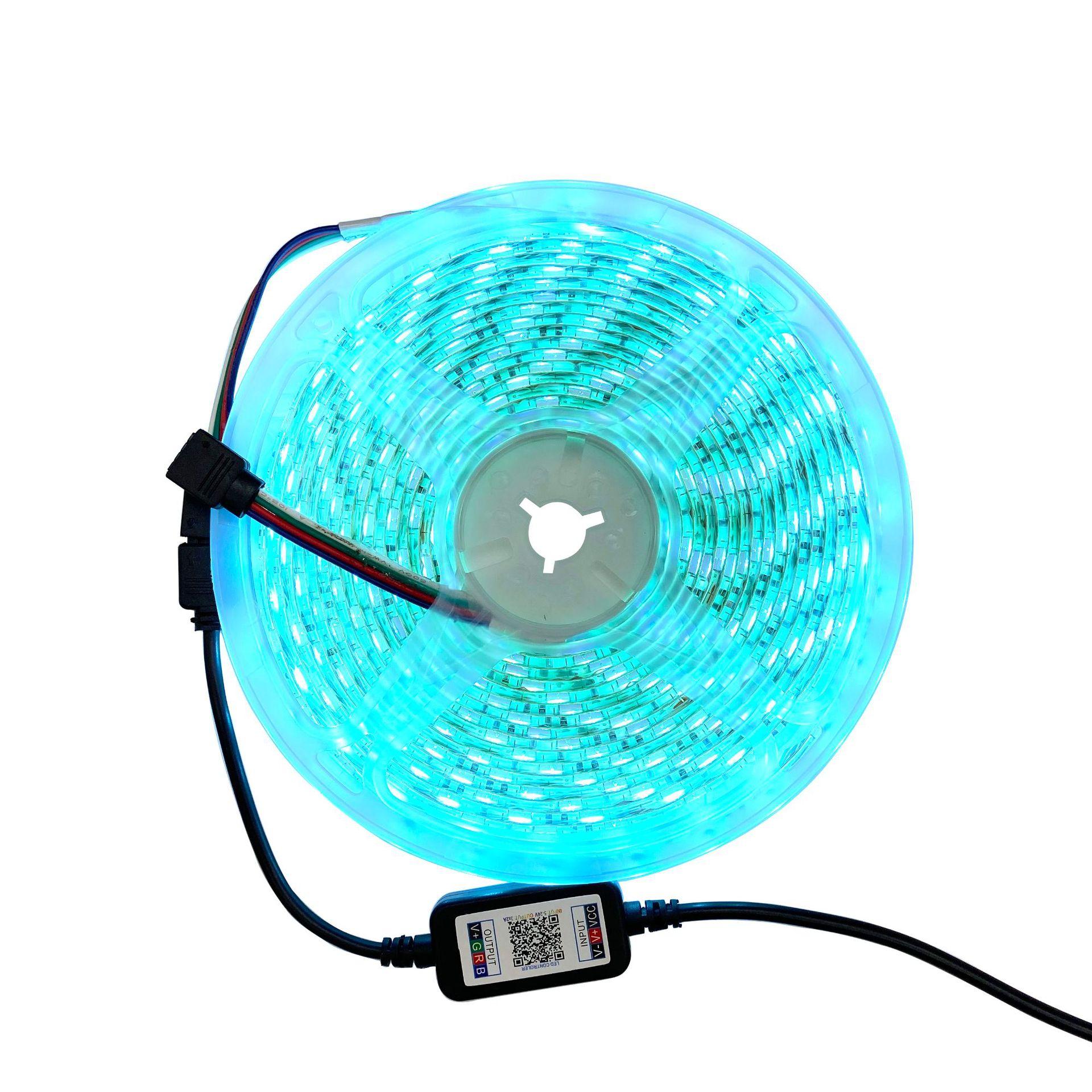 Изображение товара: Светильник лента 5050 SMD с умным bluetooth управлением, водонепроницаемая гибкая светодиодная лента RGB s DC 12 В, неоновая для вечеринки, комнаты, бара, лампа