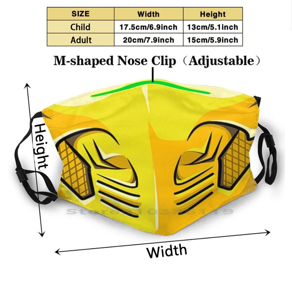 Изображение товара: Маска скорпиона для взрослых и детей моющаяся смешная маска для лица с фильтром Mortal Kombat Scorpion желтый персонаж