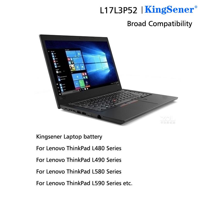 Изображение товара: Аккумулятор KingSener L17L3P52 01AV463 L17M3P53 для Lenovo ThinkPad L470 L480 E480 E580 L580 L590 11,1 В 4050 мА · ч/45 Вт · ч