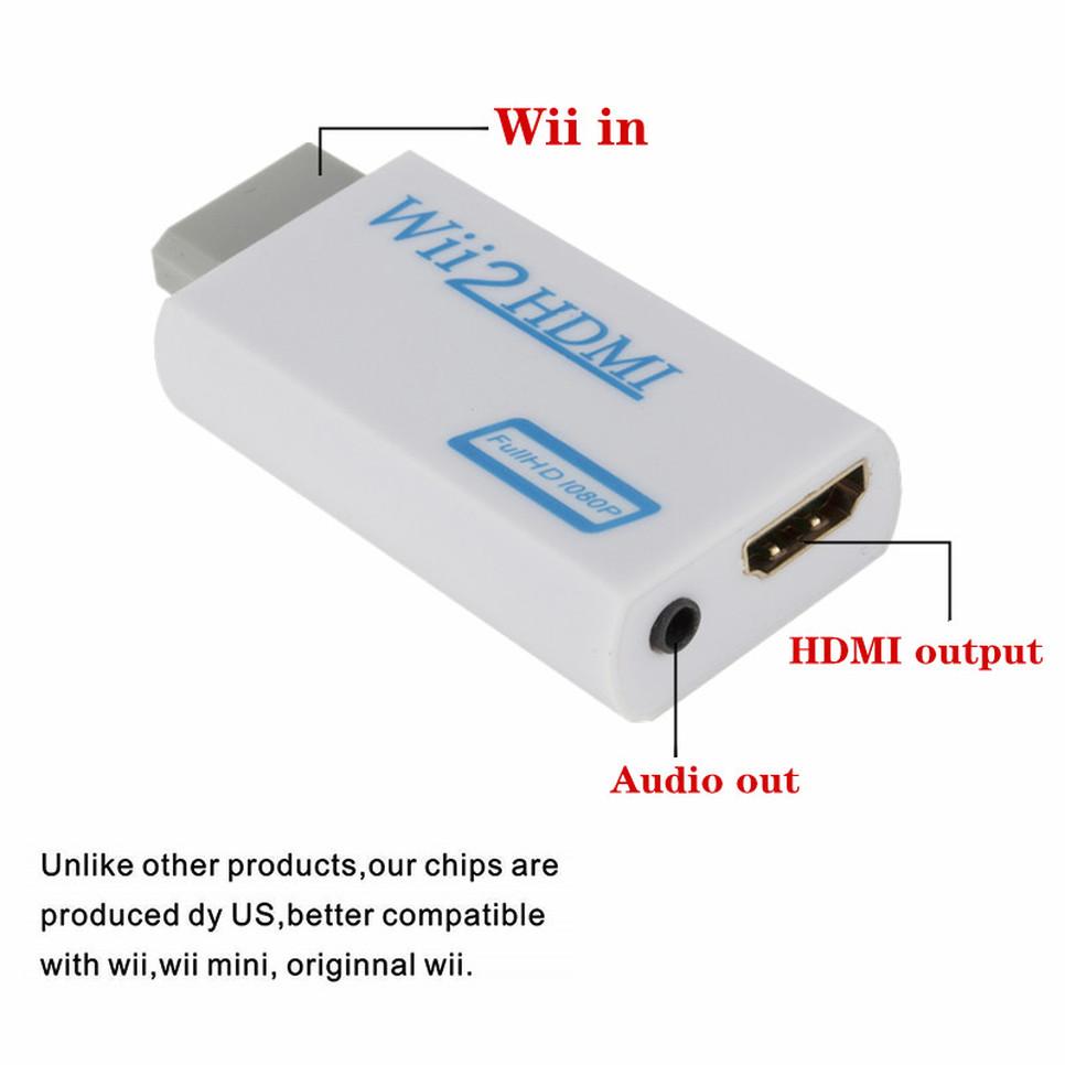 Изображение товара: Преобразователь WII в HDMI с поддержкой Full HD 1080P, преобразователь WII на HDMI Wii 2, преобразователь HDMI с аудио 3,5 мм для ПК, HDTV, монитора, дисплея, адаптер Wii на HDMI