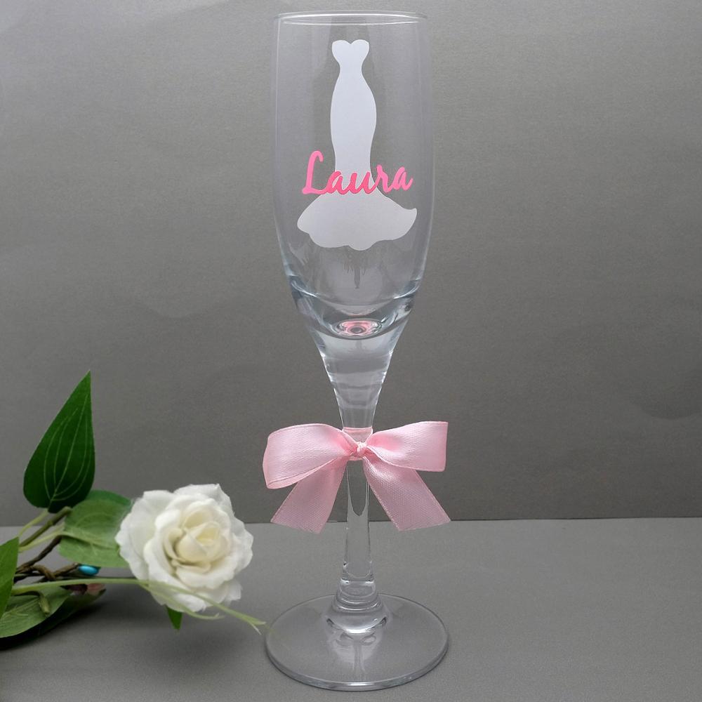 Изображение товара: Персонализированные флейты для шампанского, свадебные бокалы для шампанского, свадебные вечерние флейты для шампанского, подарок подружки невесты, подарок на ночь для девочек
