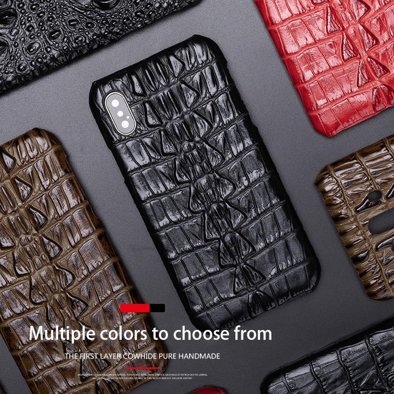 Изображение товара: Чехол для телефона из натуральной кожи для iPhone 13 12 Pro X Xr Xs Max se 2020, чехол для 7 8 Plus, текстурный чехол из воловьей кожи с крокодиловым хвостом