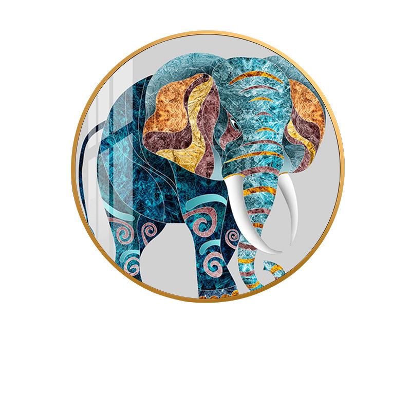 Изображение товара: Домашний декор настенное искусство мультфильм Слон холст зеленый круглый подарок картина ПЕЧАТЬ Плакаты Модульная картина кукро для спальни без рамки