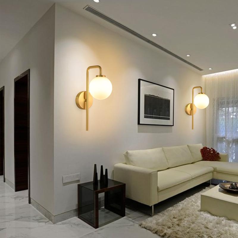 Изображение товара: Настенный светильник в скандинавском стиле FSS, осветительный прикроватный светильник в виде шара, коридора, спальни, гостиной, лестницы, фоновый настенный светильник