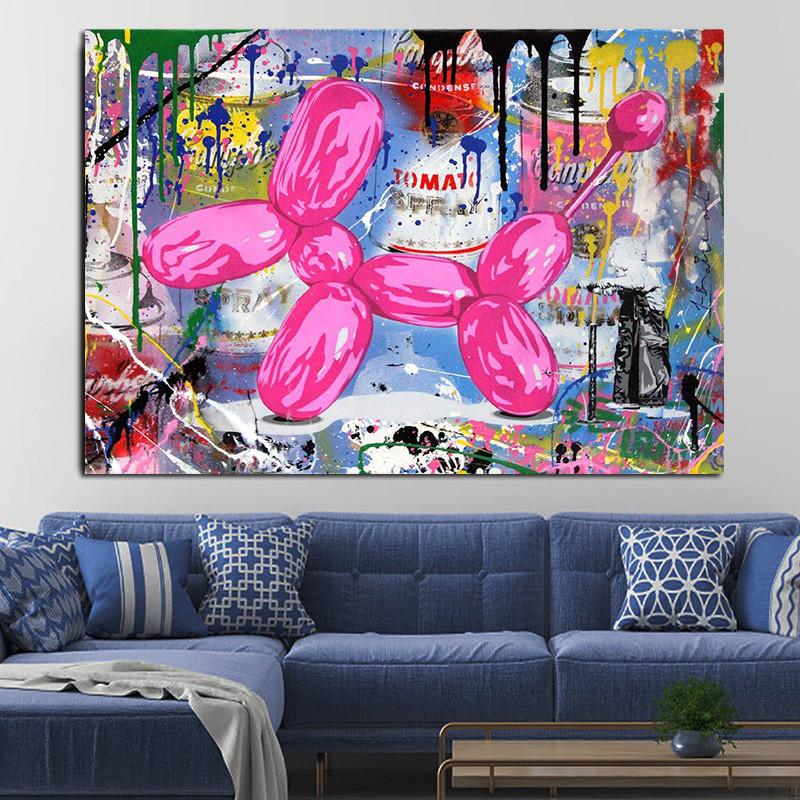 Изображение товара: Граффити, Художественная Картина на холсте, настенные картины, Мультяшные воздушные шары, принты и плакаты, Современный домашний декор для гостиной, без рамки