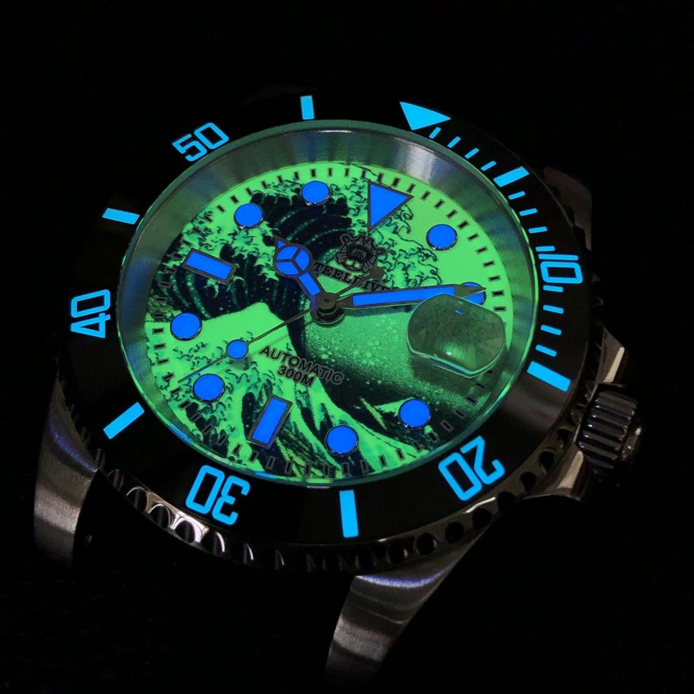 Изображение товара: Часы STEELDIVE мужские, часы для дайверов, автоматические, водонепроницаемые, механические, полностью светящийся циферблат, керамический циферблат
