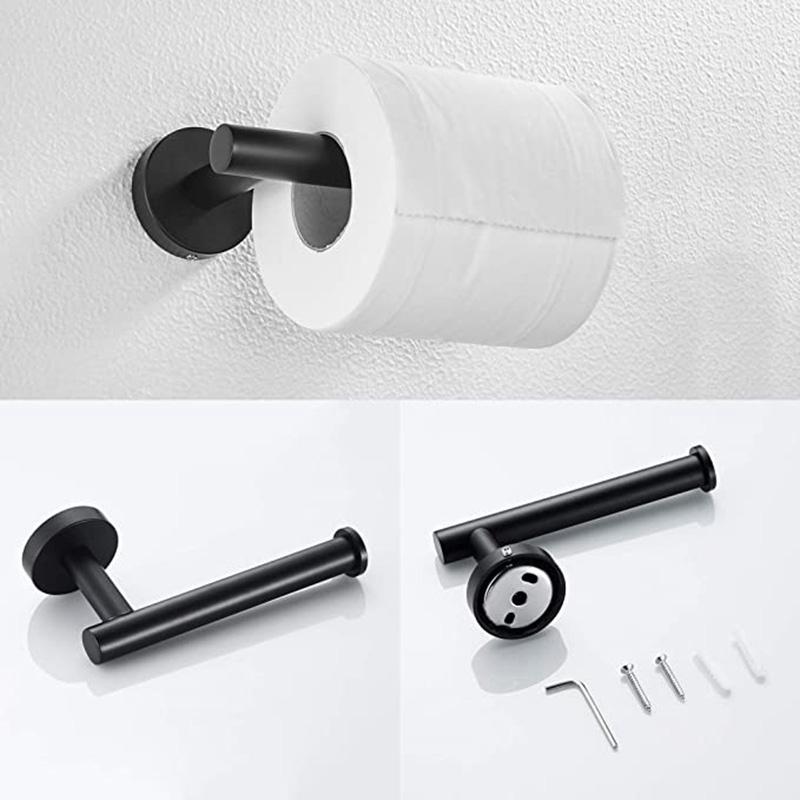 Изображение товара: 2Pcs Bathroom Hardware Black Towel Ring and Toilet Paper Holder Stainless Steel Bathroom Hand Towel Holder Towel