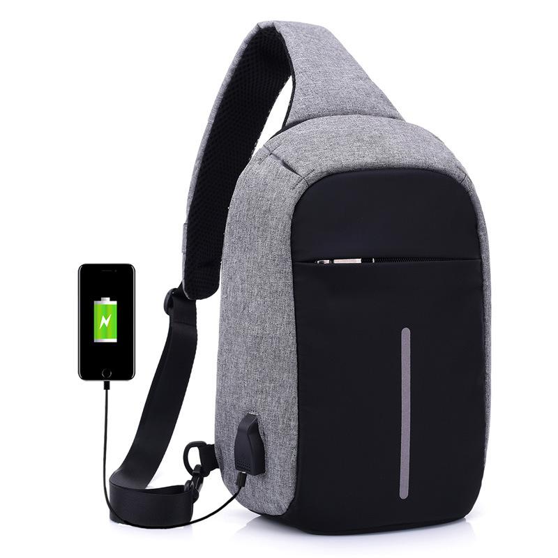 Изображение товара: Weysfor Vogue Сумка через плечо с USB-зарядкой, мужские сумки-мессенджеры, Мужская водонепроницаемая нагрудная Сумка-слинг, дорожный рюкзак для мальчиков, мужские сумки через плечо