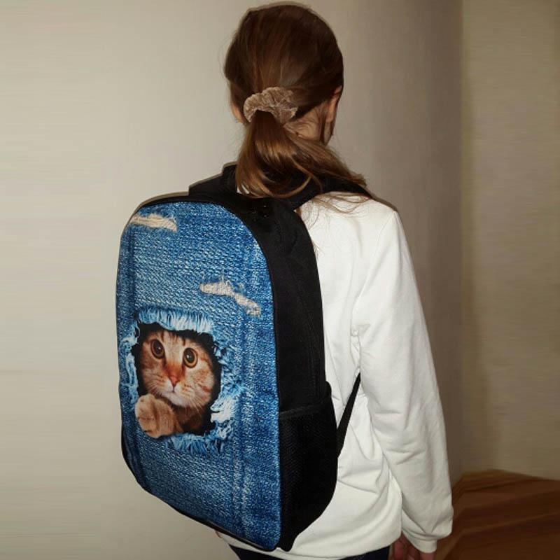 Изображение товара: Женский рюкзак, модные милые школьные сумки с принтом кота для женщин и мужчин, рюкзаки для мальчиков и девочек, дорожный рюкзак на заказ, Mochilas