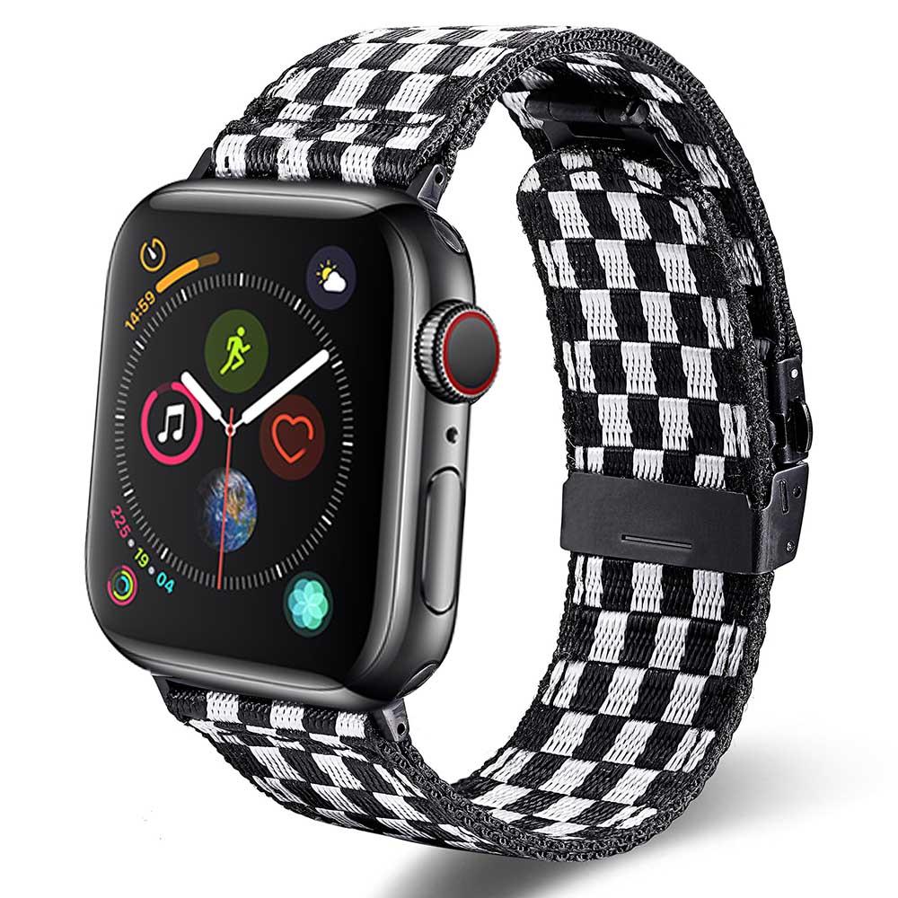 Изображение товара: Подходит для Apple watch 6/5/4/3/2/1 iWatch, нейлоновый ремешок серии 38/42 мм 40/44 мм, черный, белый, черный, желтый, сетчатый нейлоновый ремешок
