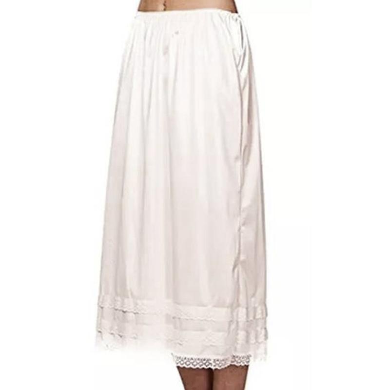 Изображение товара: Женская кружевная юбка средней длины, Повседневная однотонная вечерние няя юбка-комбинация с эластичной талией, 2020
