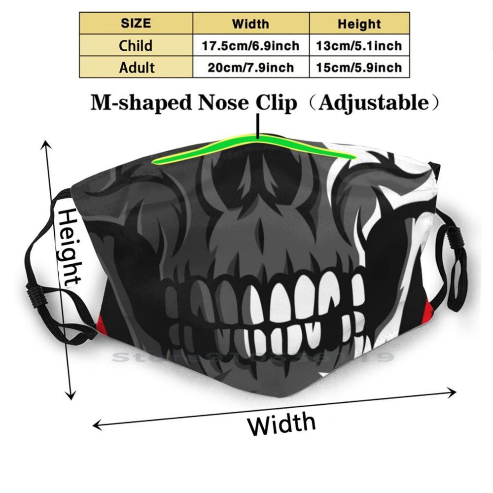 Изображение товара: Маска для лица с рисунком черепа и улыбки, многоразовая, с фильтрами
