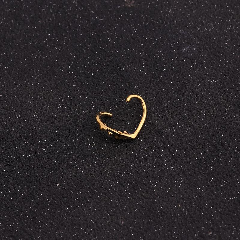 Изображение товара: 1 шт., простые серьги в форме сердца без пирсинга в виде сердца, женские и мужские трендовые милые двухсторонние медные серьги