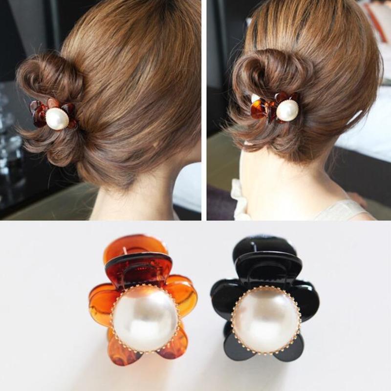 Изображение товара: Заколка-крабик для волос, с жемчугом, Корейская, акриловые зажимы для волос