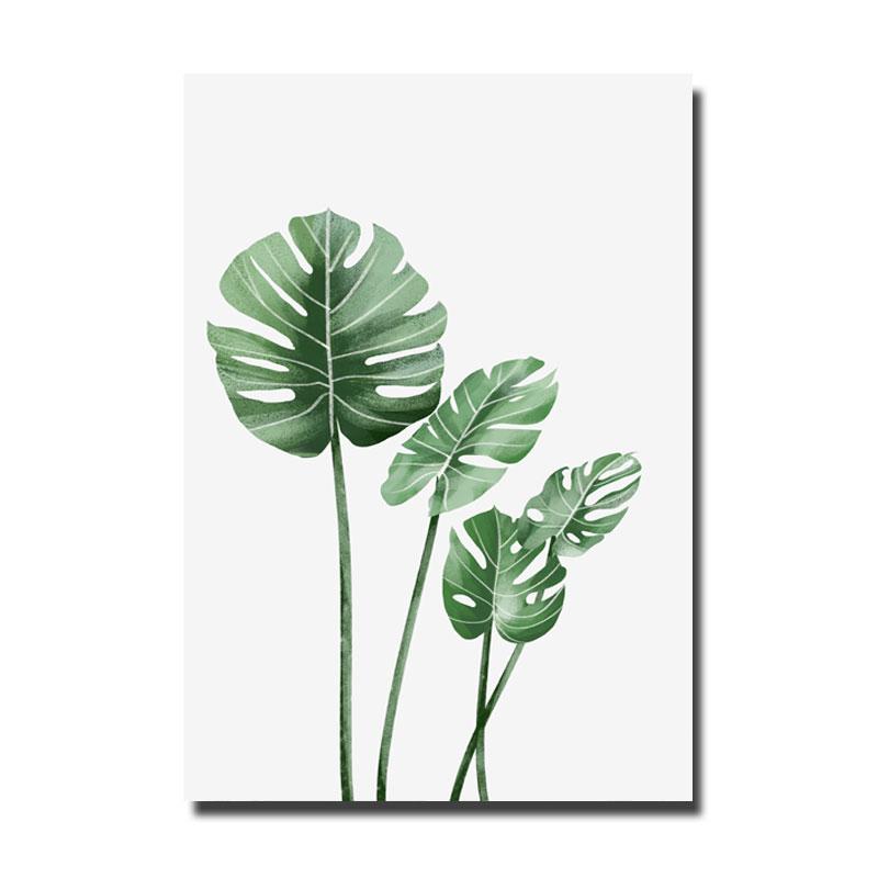 Изображение товара: Настенная Картина на холсте с акварельными листьями, постеры и принты зеленых растений в скандинавском стиле, декоративная картина, Современное украшение для дома