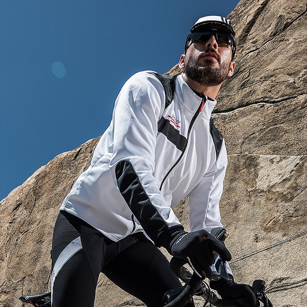 Изображение товара: Зимние велосипедные куртки Santic, флисовая термоветровка на молнии, светоотражающая ветрозащитная спортивная мужская куртка для горного велосипеда