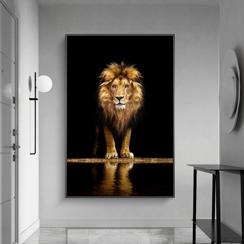 Изображение товара: Картина на холсте «Лев в темноте», постеры и принты с Африканским львом, настенные картины куадроса для гостиной, домашний декор без рамки
