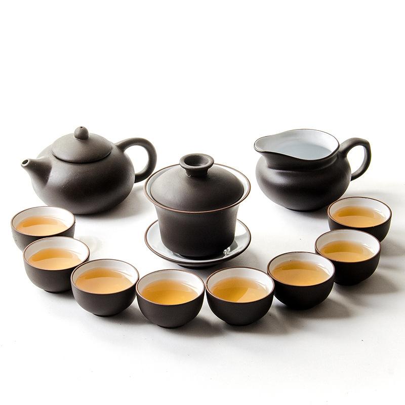 Изображение товара: Чайный набор из 11 предметов из фиолетовой глины с чашкой и крышкой