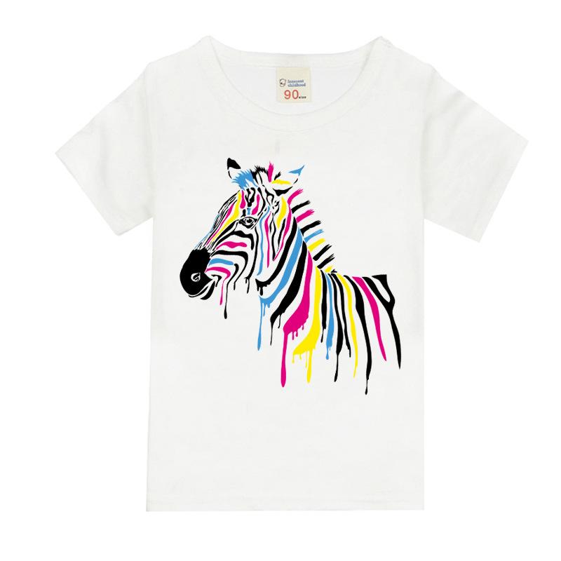 Изображение товара: Популярная и удобная летняя детская футболка с коротким рукавом, новинка 2021, хлопковая Детская футболка с принтом зебры для мальчиков и девочек