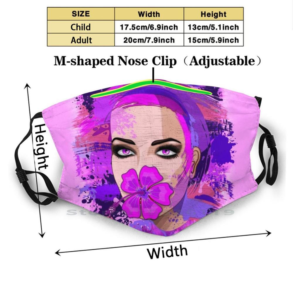 Изображение товара: Для девочек; С розовым Гибискус на губы дизайн анти-Пылевой фильтр смываемая маска для лица для детей, для девушек и женщин, портрет девушки, женщины