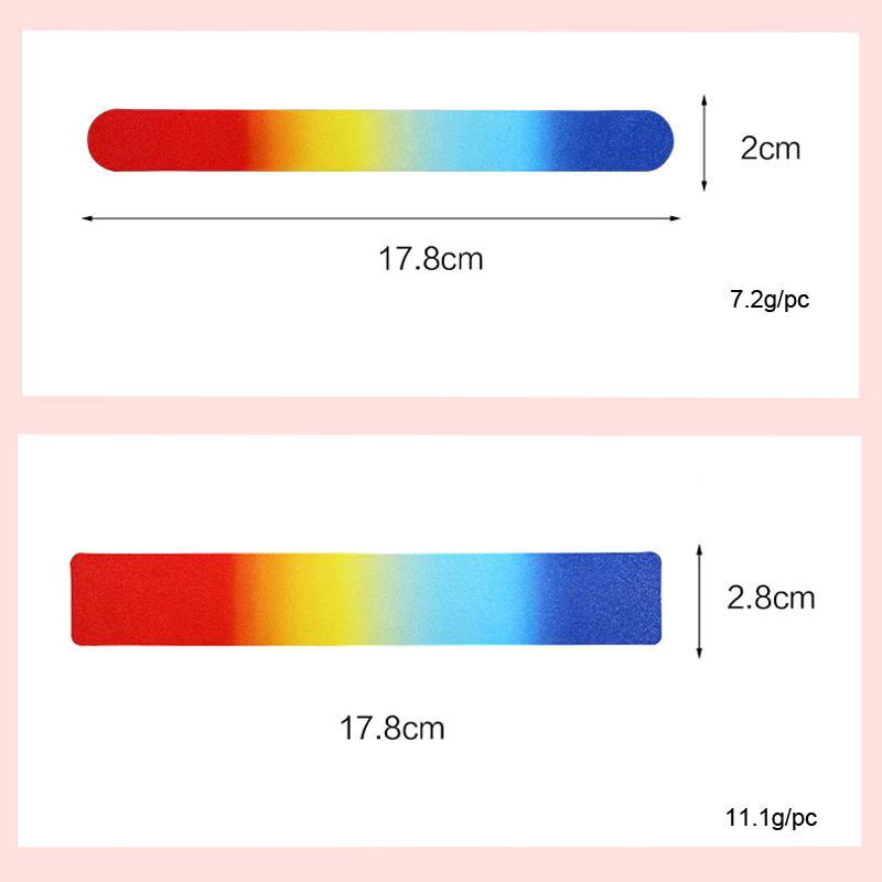 Изображение товара: 10 шт./лот пилка для ногтей 100/180 Грит Радужная наждачная бумага двухсторонний дизайн многофазный шлифовальный буферный гель Полировка маникюрный инструмент