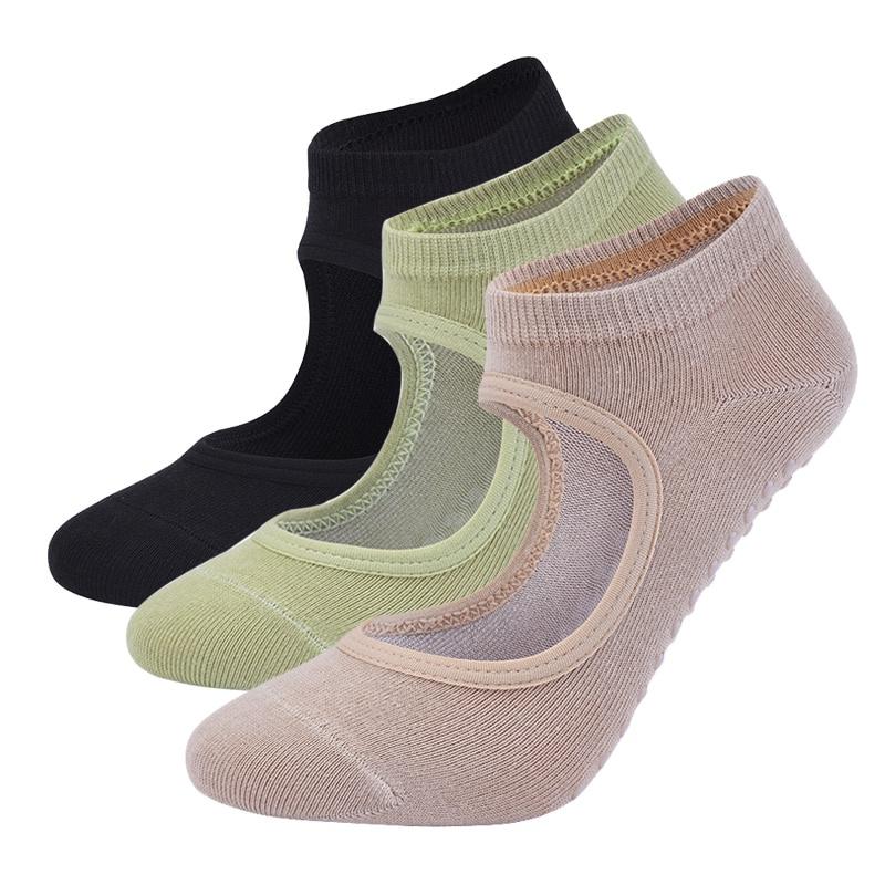 Изображение товара: Высококачественные Компрессионные носки для пилатеса, Нескользящие Дышащие носки для йоги с открытой спиной, женские спортивные носки для балета и танцев