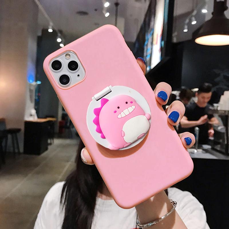 Изображение товара: Cartoon Dinosaur Makeup Mirror Case for Huawei Honor 30S 20S 20i 10i 10 Lite 9X 9A 9C 9S 8A Pro 8S 8C 8X Soft Stand Honder Cover