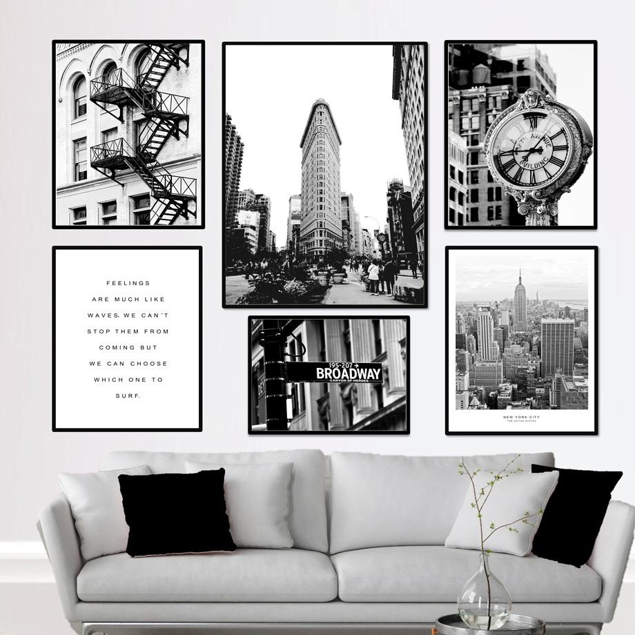 Изображение товара: Настенные плакаты с изображением времени Нью-Йорка, настенные картины на холсте, черные, белые, скандинавские постеры и принты для гостиной
