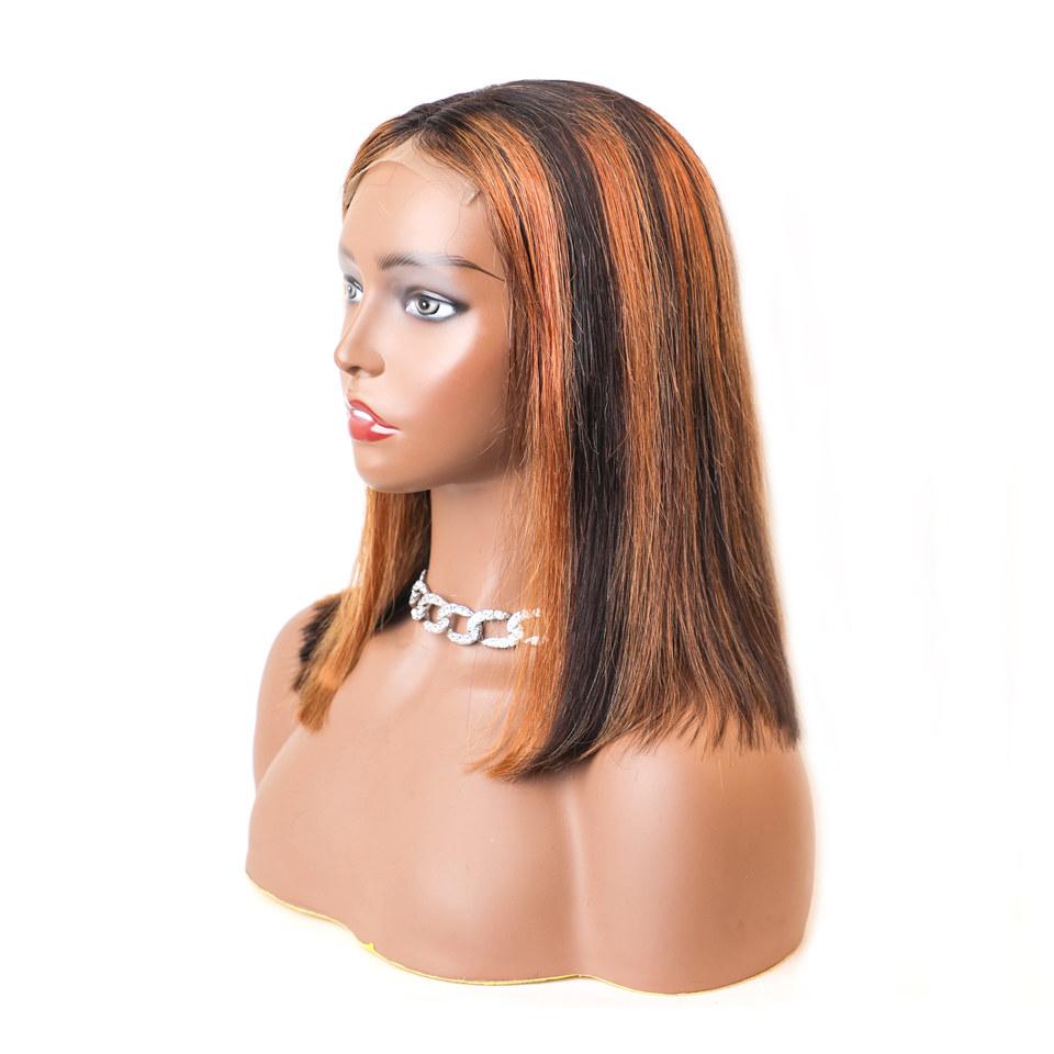 Изображение товара: Парики из натуральных волос Haever 4x4, прямые парики из натуральных волос для черных женщин, 150% плотность, короткие бразильские волосы