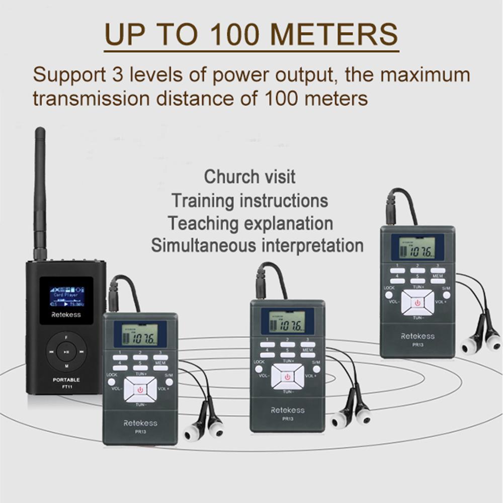 Изображение товара: Retekess FT11 fm-передатчик + 10 PR13 fm-радио приемник Беспроводная система передачи голоса для руководства церковным собранием