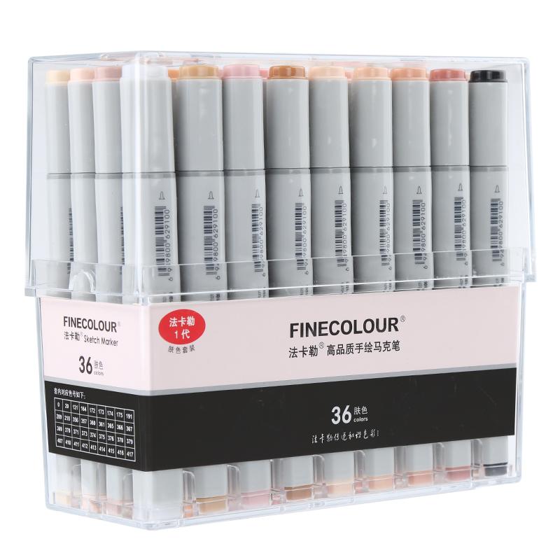 Изображение товара: Двусторонние мягкие/жесткие маркеры Finecolour EF102, профессиональные маркеры для рисования скетчей, 12/36 цветов
